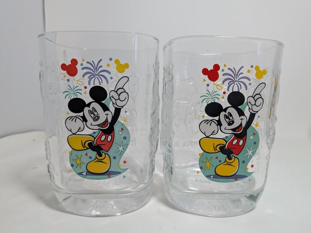 Vintage 2000 Walt Disney World Mickey Mouse McDonald's 25th Anniversary Glasses